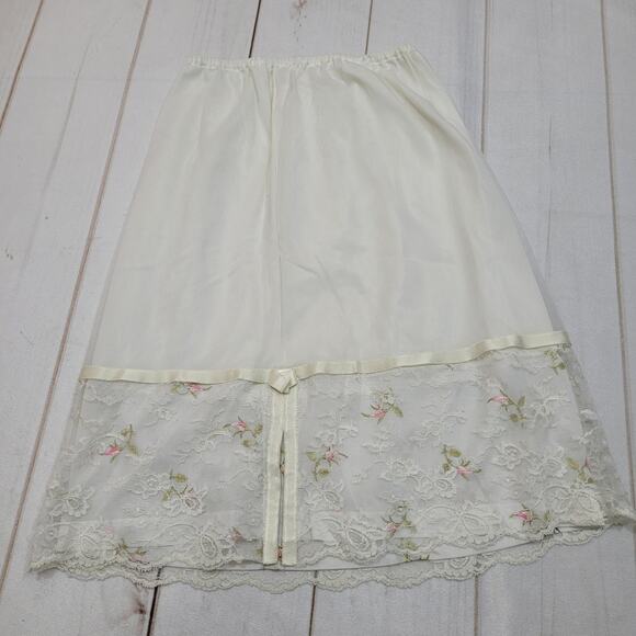 Vintage Shadowline rosette slip skirt floral lace lingerie - Picture 2 of 10